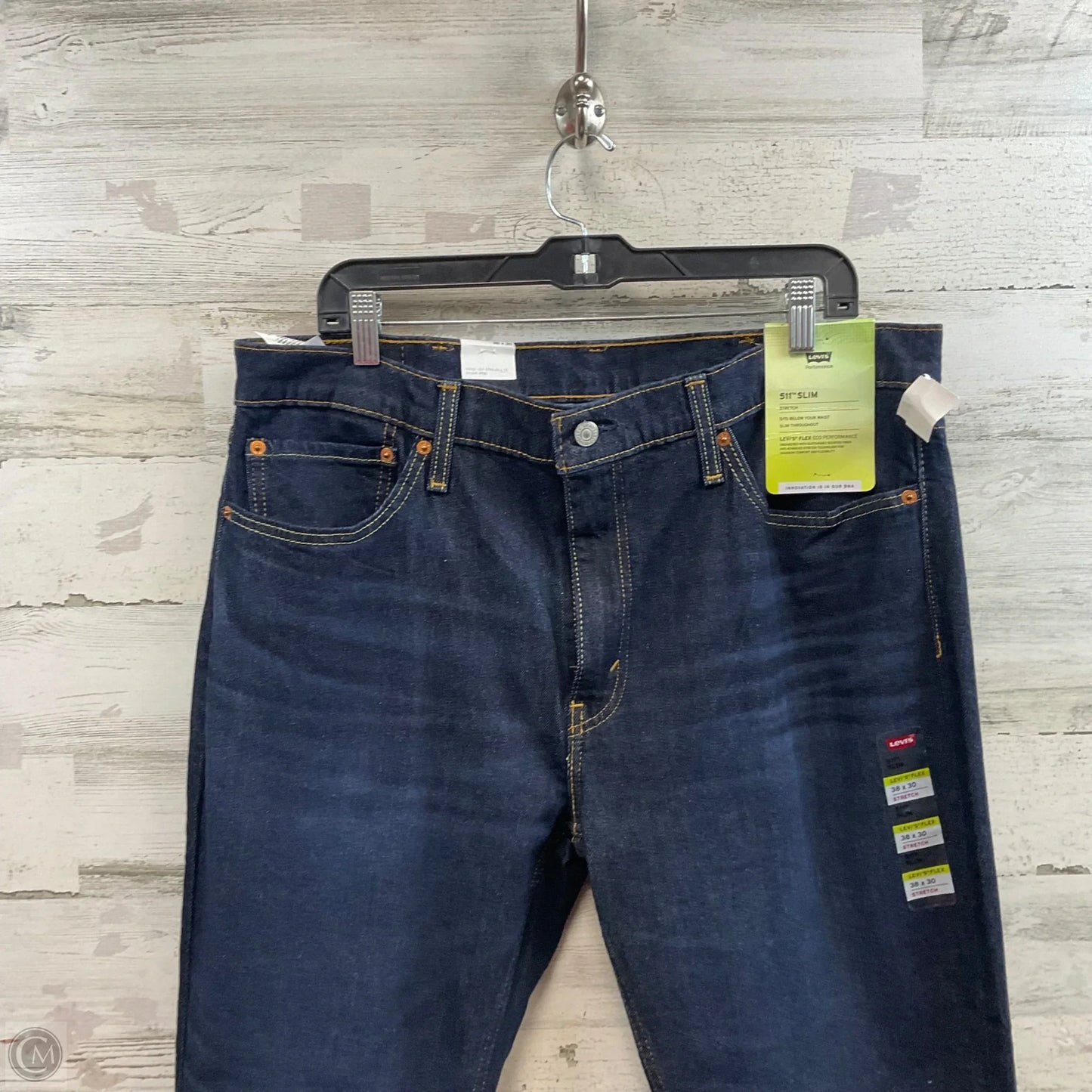Jeans Straight By Levis In Blue Denim, Size: 22