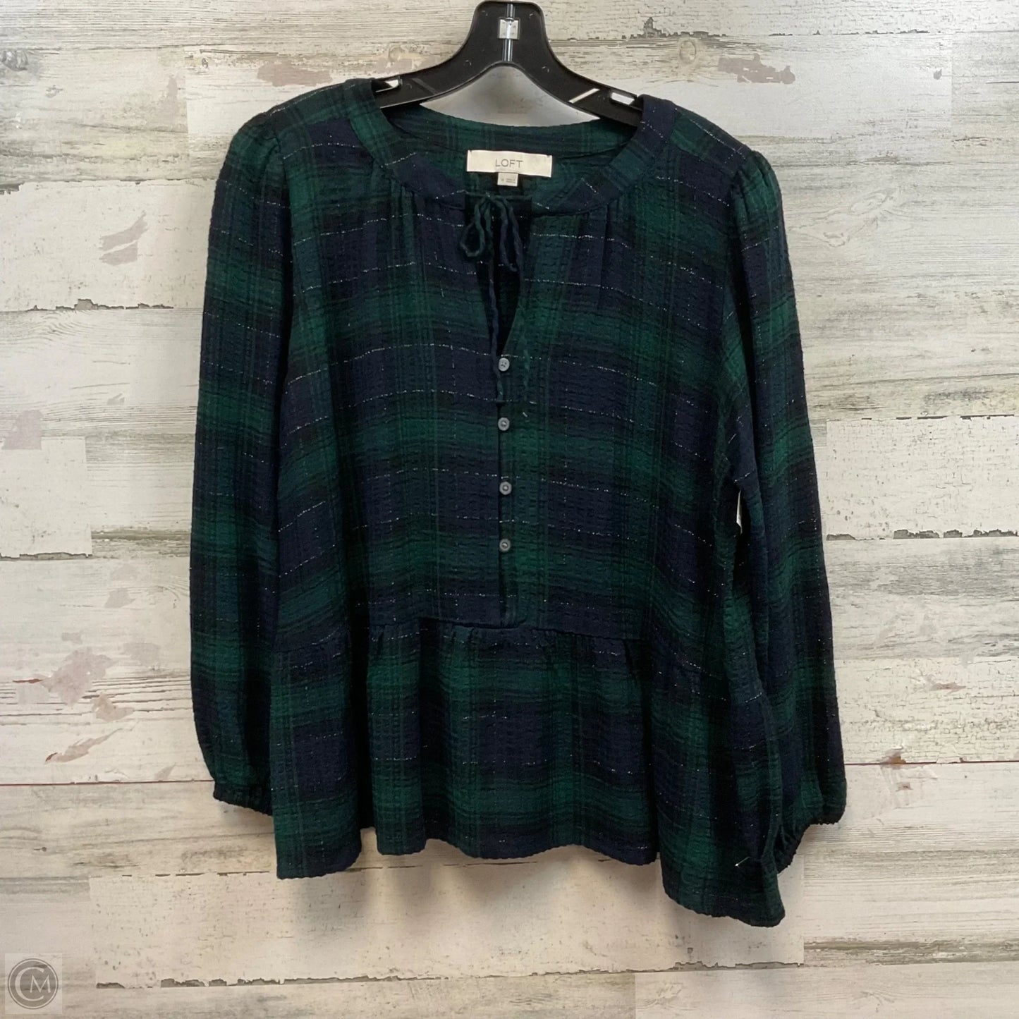 Top Long Sleeve By Loft In Blue & Green, Size: M