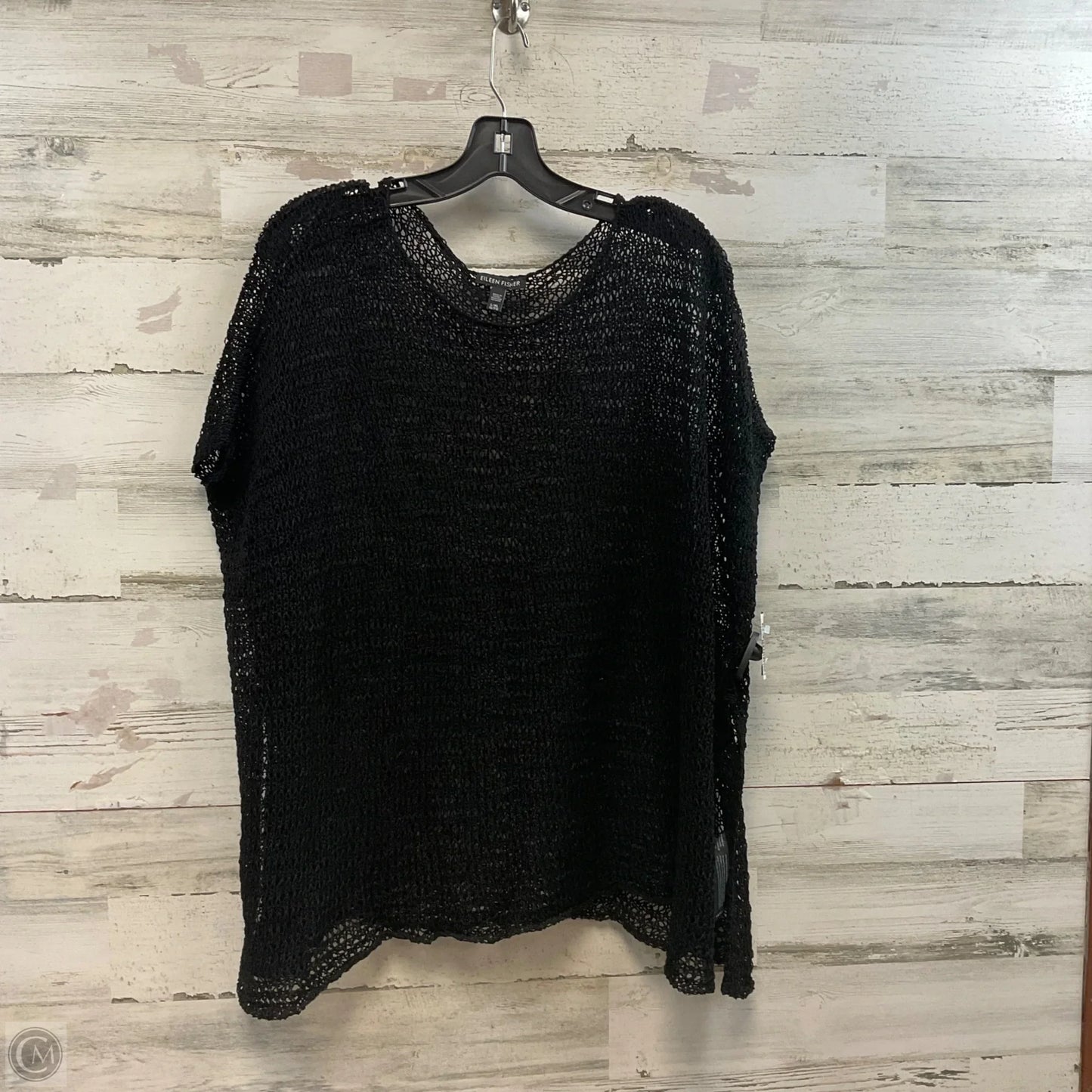 Sweater Short Sleeve By Eileen Fisher In Black, Size: L