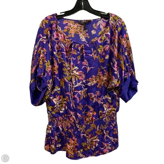 Blouse Short Sleeve By Bcbgmaxazria In Purple, Size: M