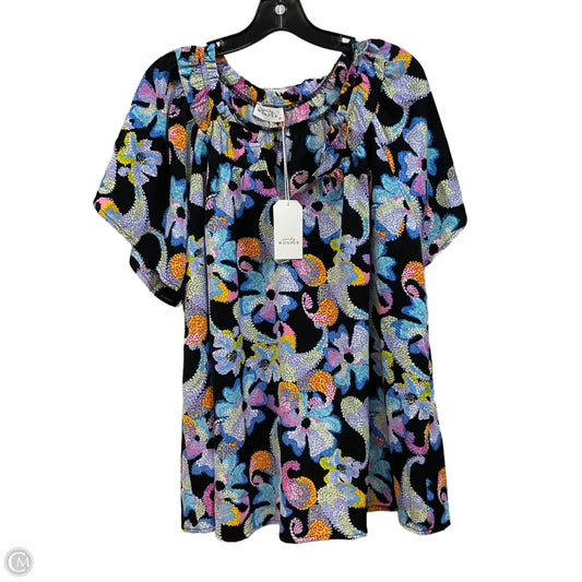 Blouse Short Sleeve By Emily Wonder In Blue, Size: 2x