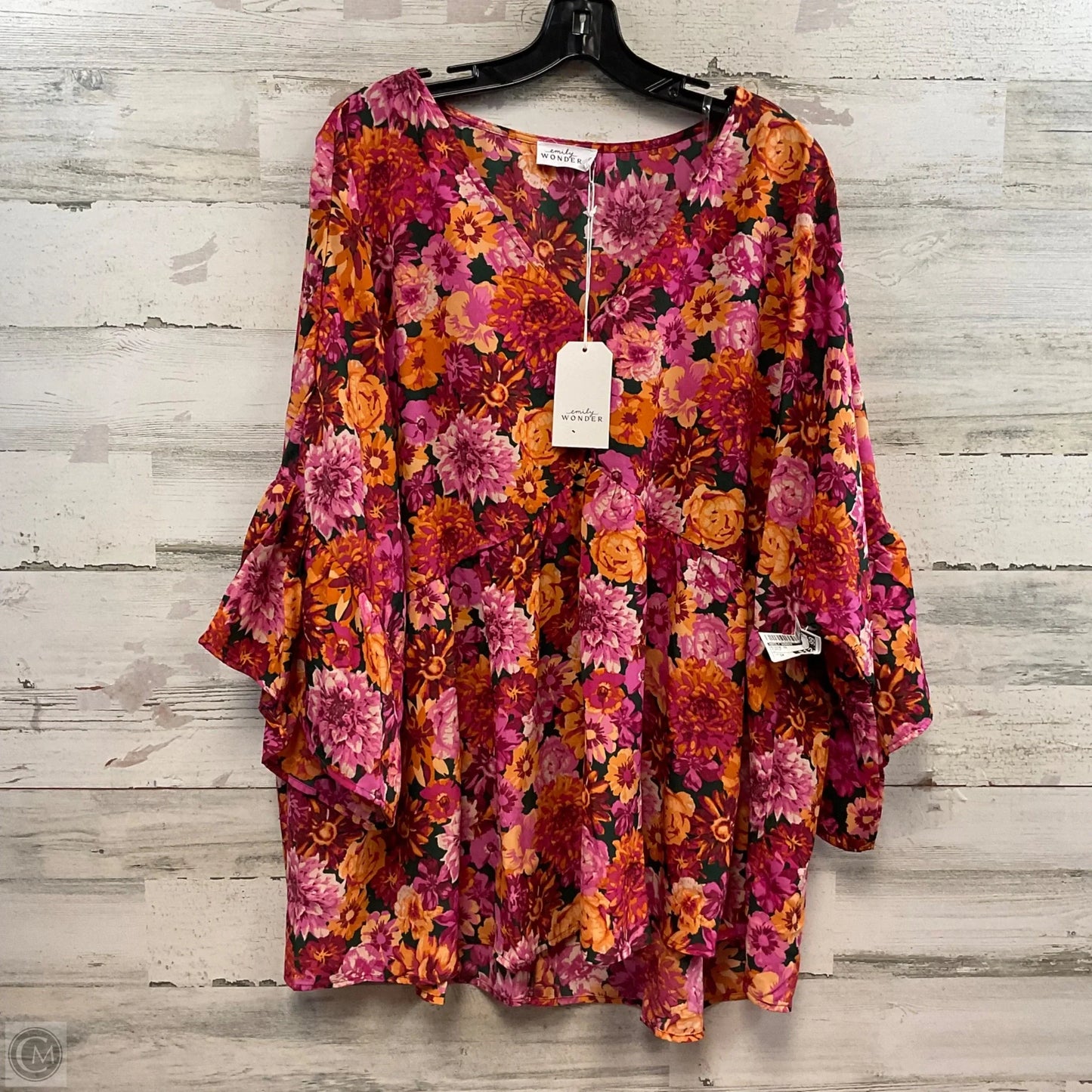 Blouse Short Sleeve By Emily Wonder In Purple, Size: 3x