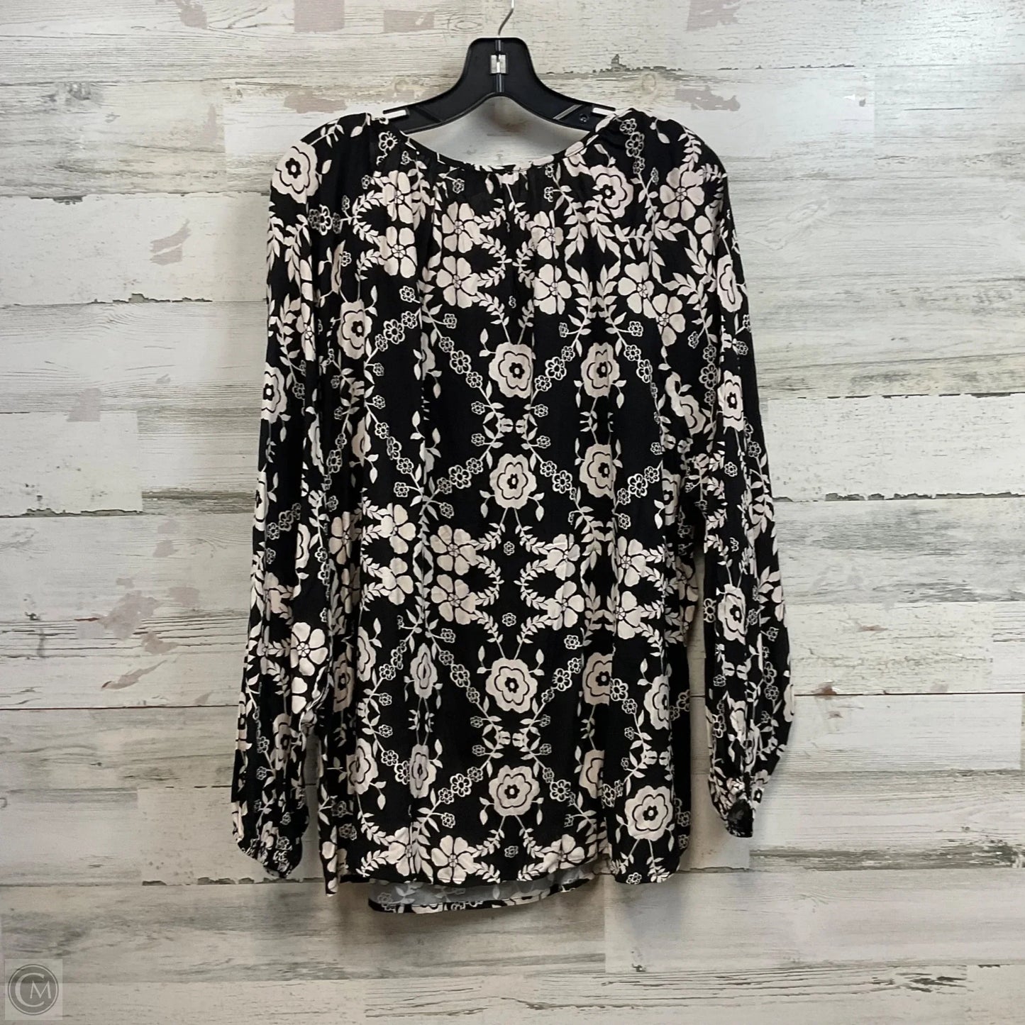 Blouse Long Sleeve By Emily Wonder In Black, Size: 3x