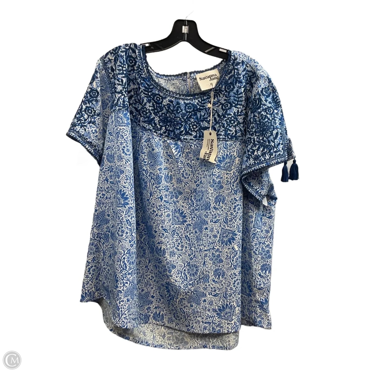 Top Short Sleeve By Savanna Jane In Blue, Size: 3x