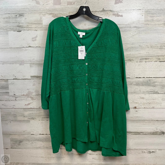 Top 3/4 Sleeve By J. Jill In Green, Size: 4x