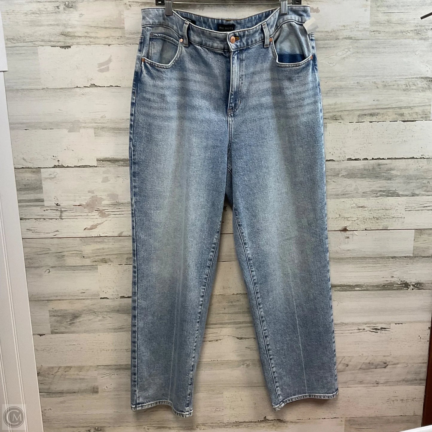 Jeans Straight By Talbots In Blue Denim, Size: 14