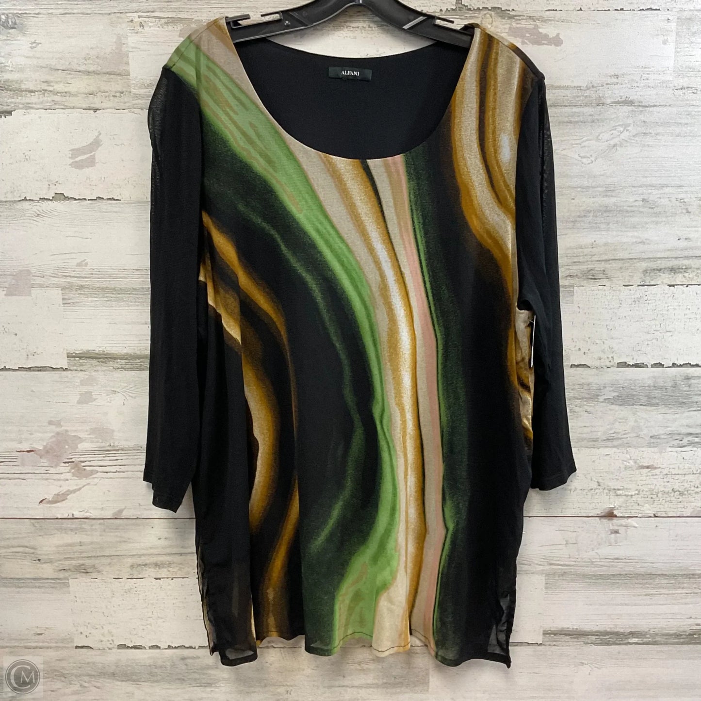 Blouse 3/4 Sleeve By Alfani In Black, Size: 3x