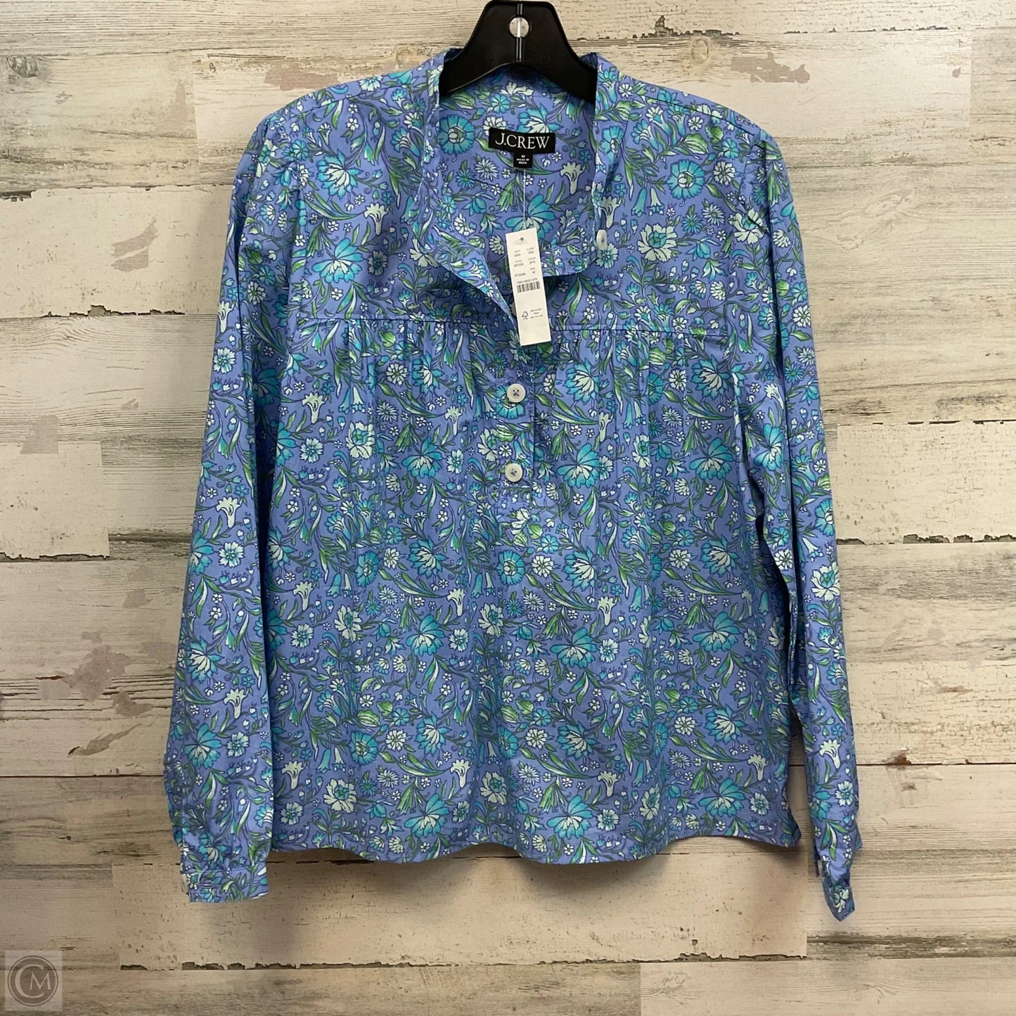 Blouse Long Sleeve By J. Crew In Blue, Size: M