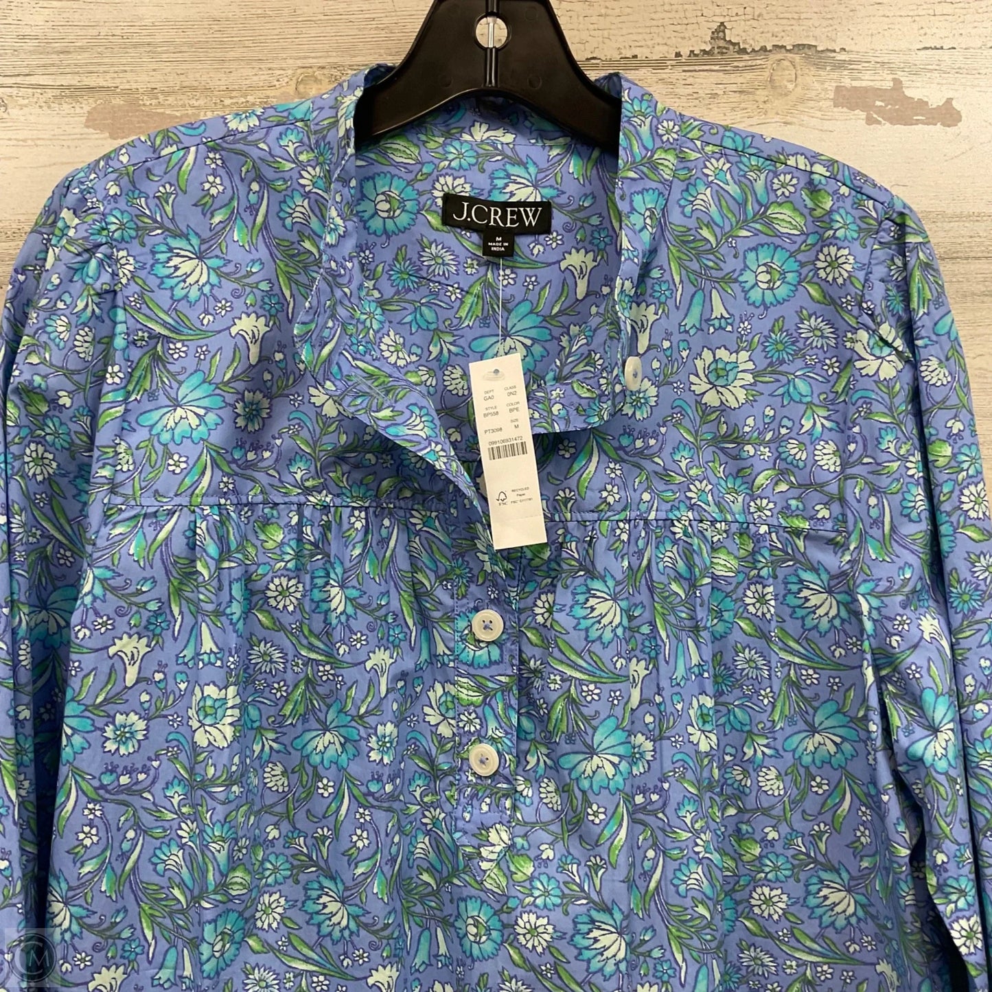 Blouse Long Sleeve By J. Crew In Blue, Size: M