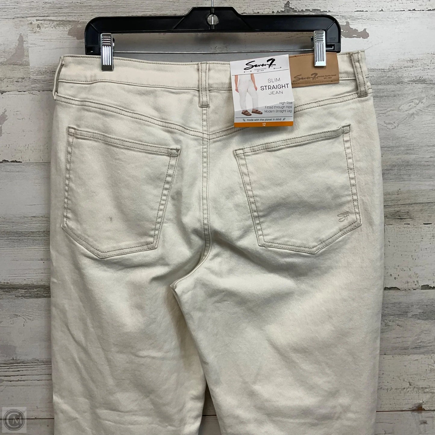 Jeans Straight By Seven 7 In Cream Denim, Size: 12