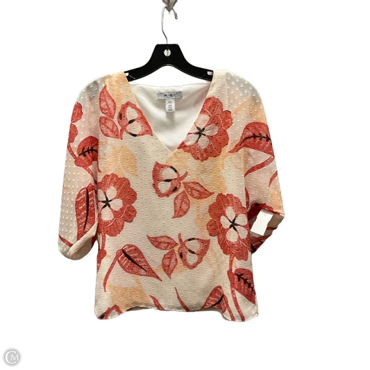 Blouse Short Sleeve By White House Black Market In Orange, Size: Xxs
