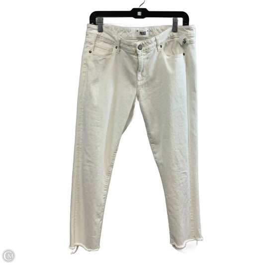 Jeans Straight By Paige In White Denim, Size: 12