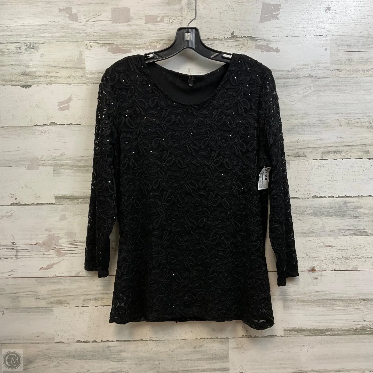 Blouse Long Sleeve By Alex Marie In Black, Size: L