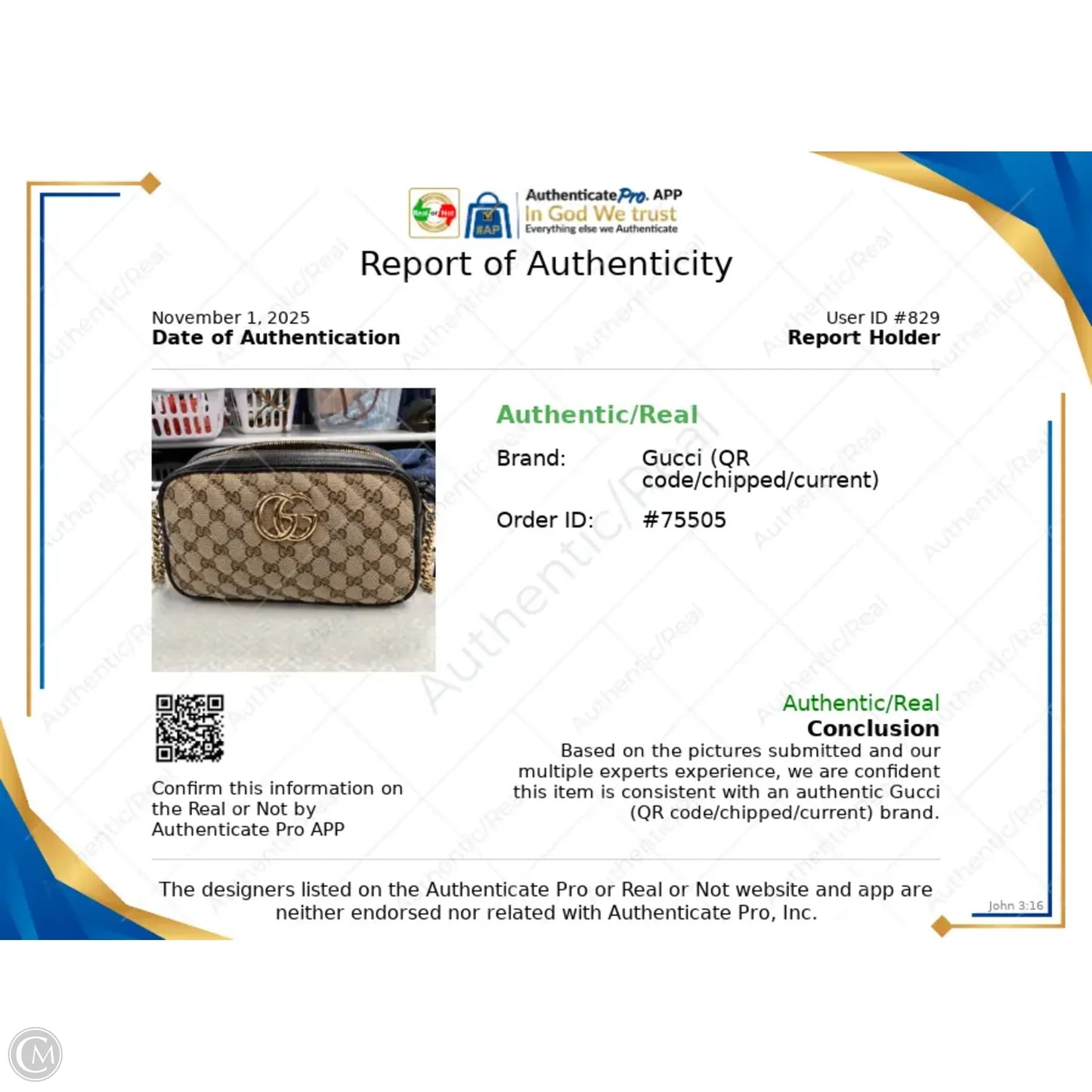 Crossbody Luxury Designer By Gucci, Size: Medium