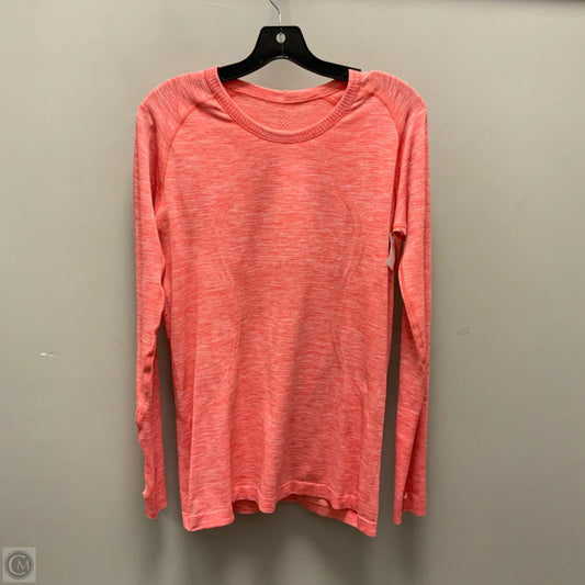 Athletic Top Long Sleeve Crewneck By Lululemon In Orange, Size: L