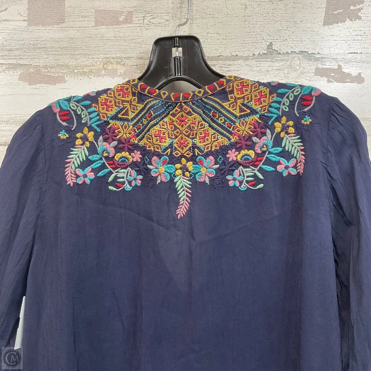 Blouse Long Sleeve By Johnny Was In Blue, Size: S