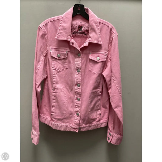 Jacket Denim By Clothes Mentor In Pink Denim, Size: L