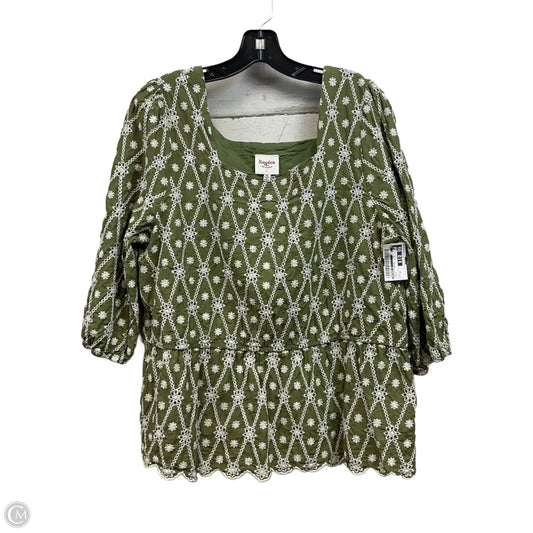 Top 3/4 Sleeve By Hayden La In Green, Size: 1x