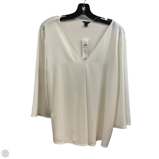 Blouse Long Sleeve By Ann Taylor In Cream, Size: M
