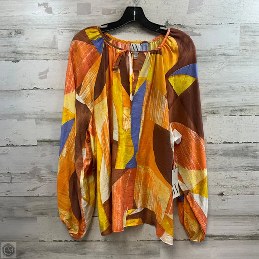 Blouse Long Sleeve By Worthington In Orange, Size: Xxl