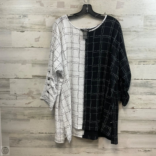 Blouse 3/4 Sleeve By Ali Miles In Black & White, Size: 1x