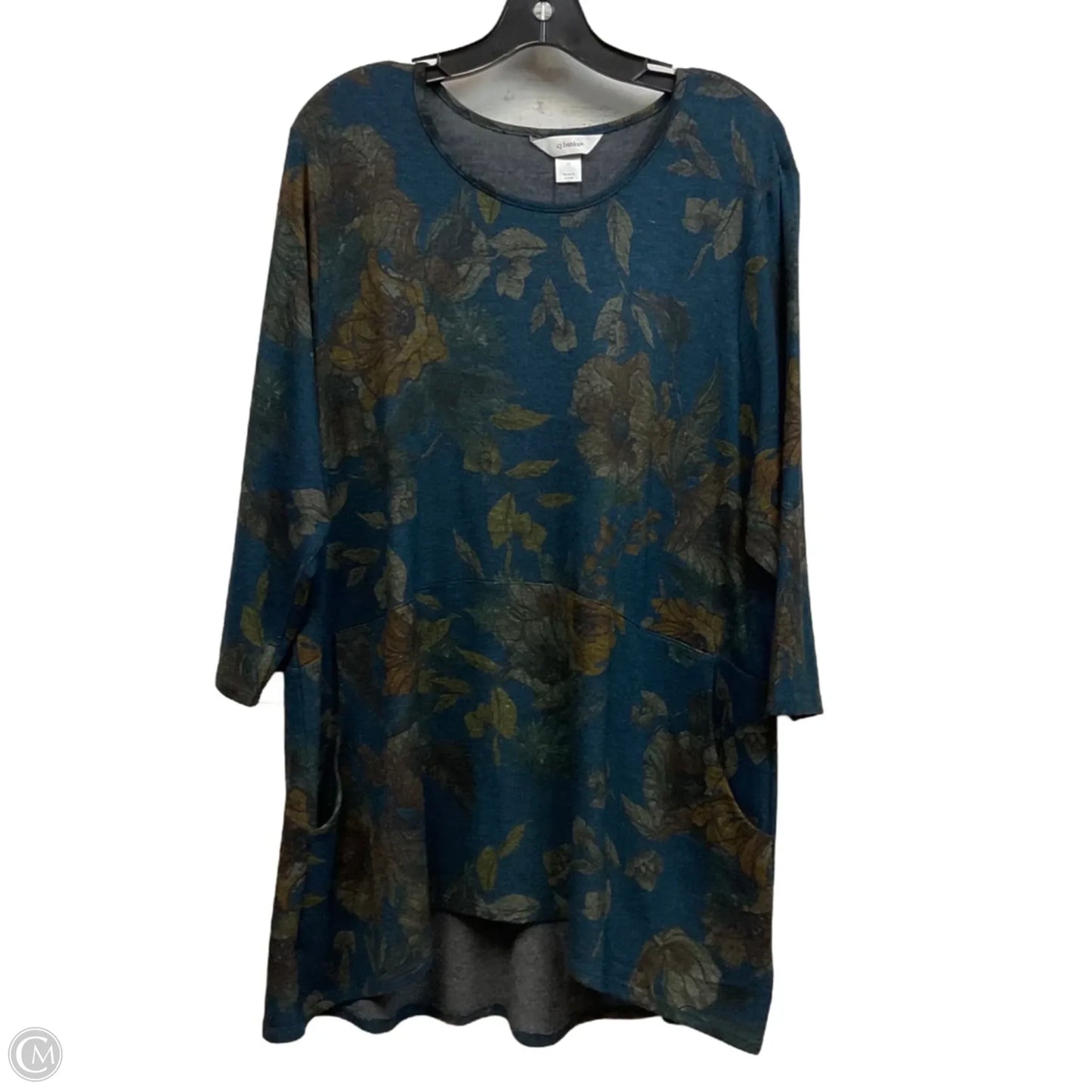 Top 3/4 Sleeve Basic By Cj Banks In Blue, Size: 1x