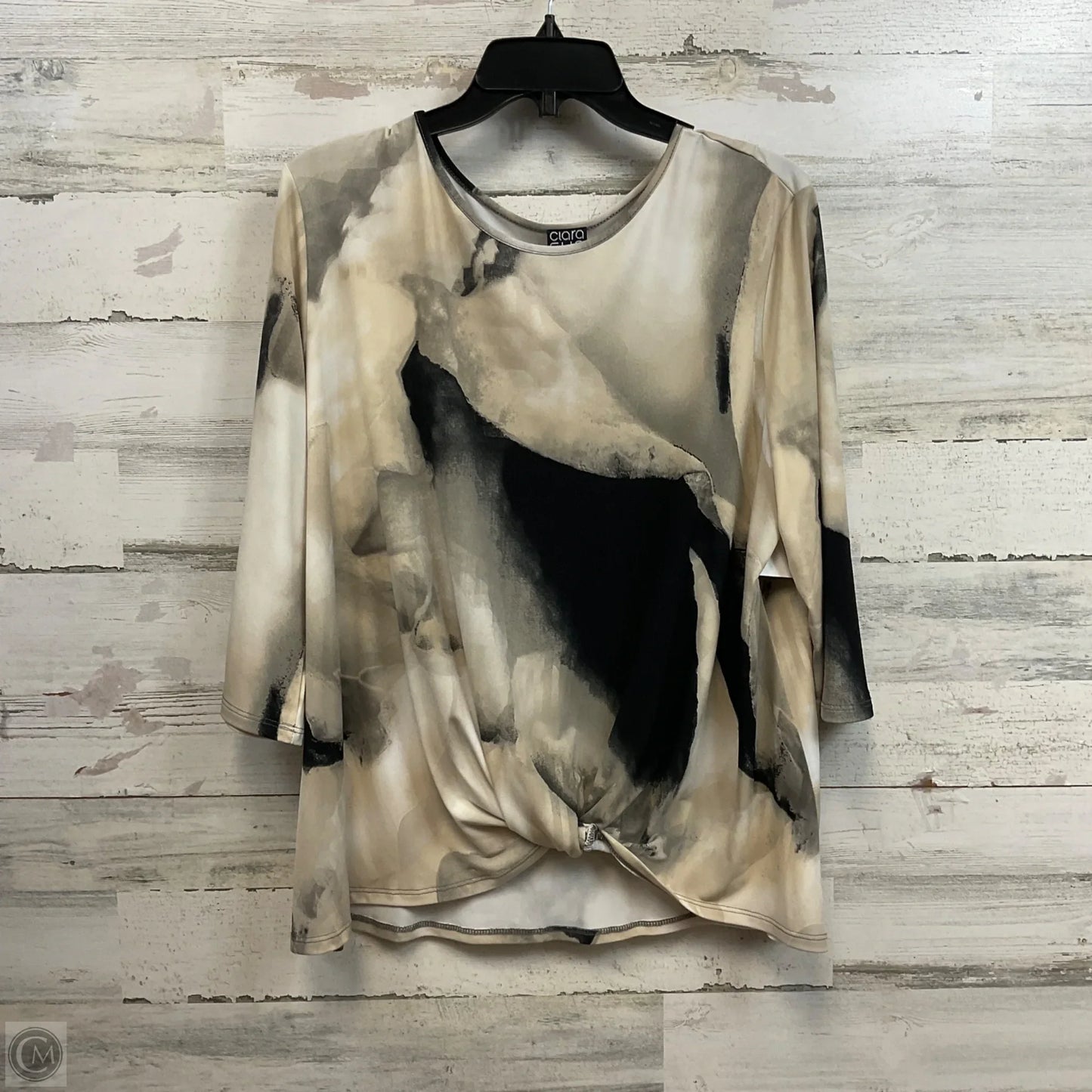 Blouse Short Sleeve By Clara Sun Woo In Brown, Size: 1x