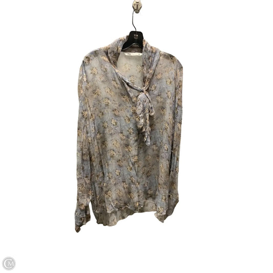 Blouse Long Sleeve By Zara In Blue, Size: Xl