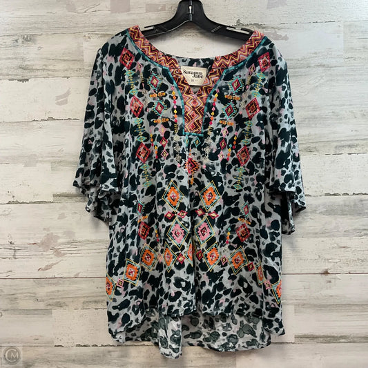 Top Short Sleeve By Savanna Jane In Blue, Size: 2x