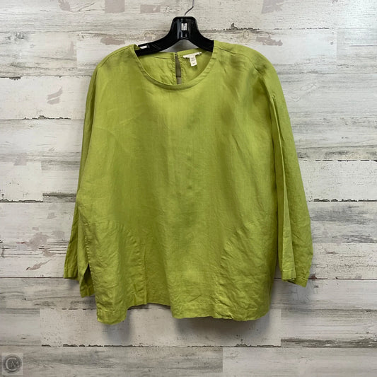 Blouse 3/4 Sleeve By Eileen Fisher In Green, Size: S