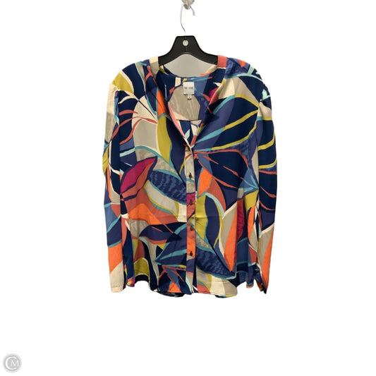 Blouse Long Sleeve By Nic + Zoe In Blue, Size: Xl