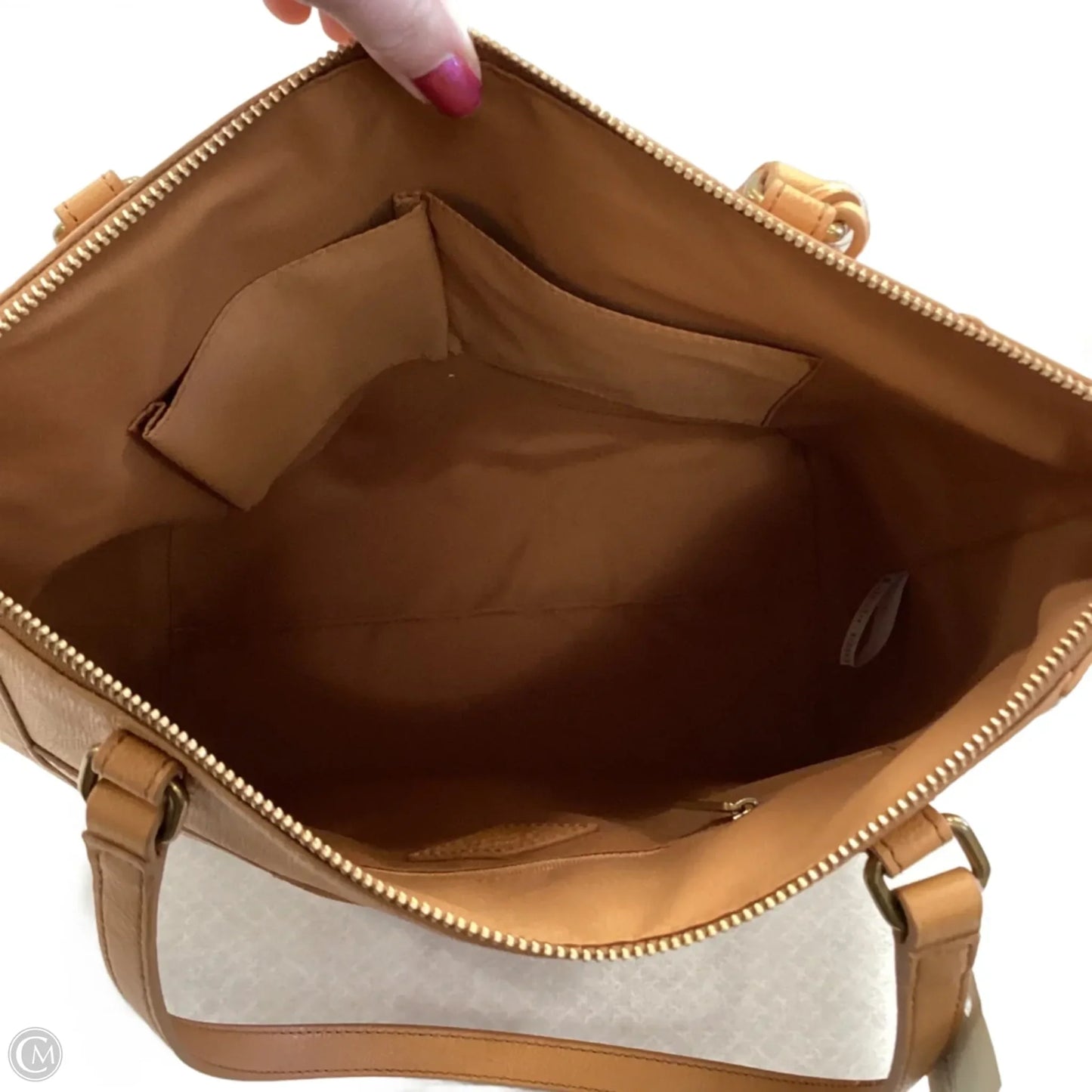 Handbag Leather By Fossil, Size: Medium