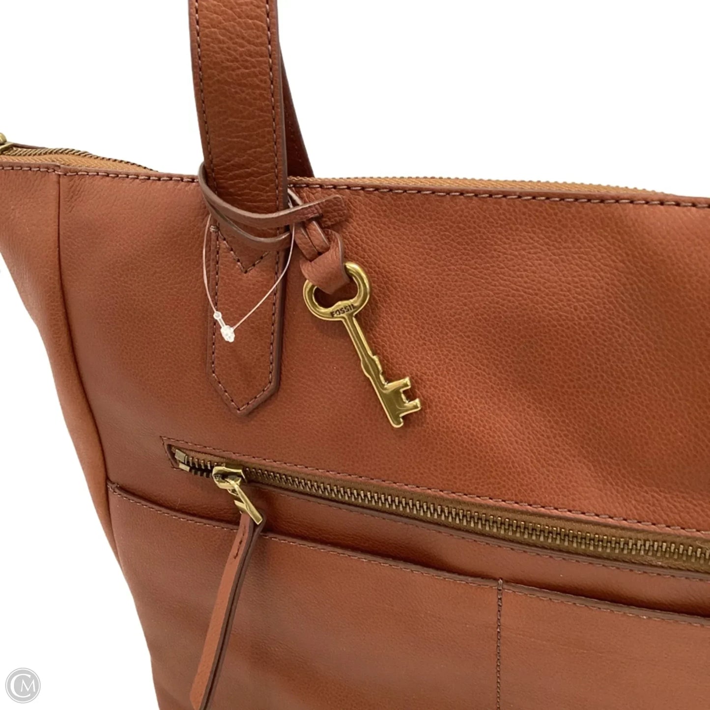 Handbag Leather By Fossil, Size: Medium