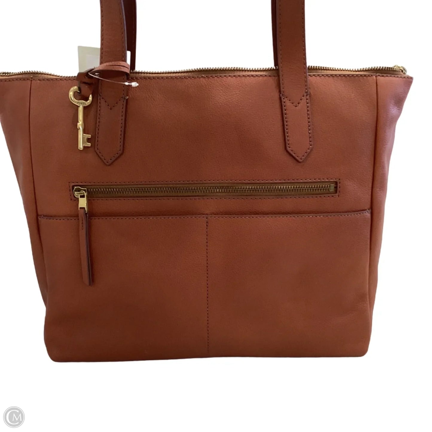 Handbag Leather By Fossil, Size: Medium