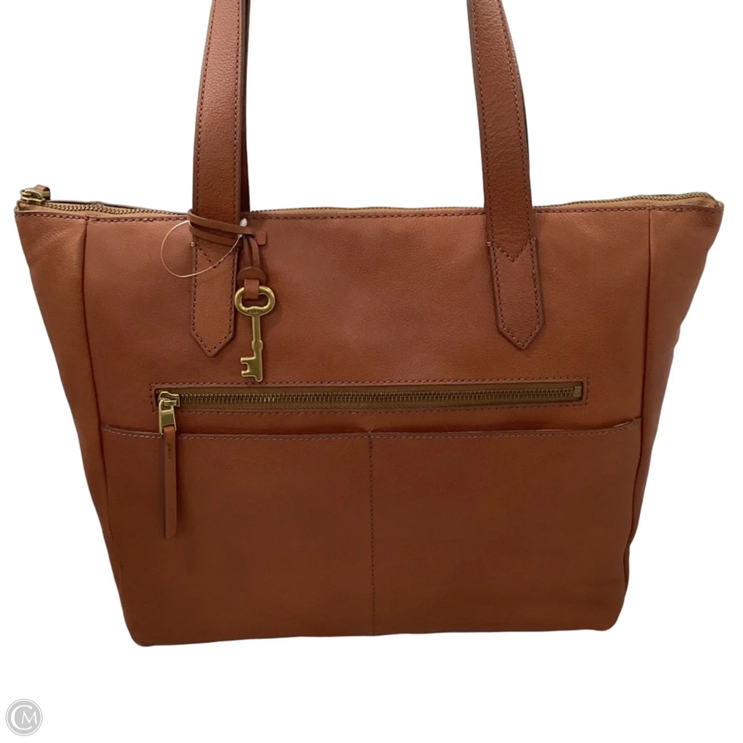 Handbag Leather By Fossil, Size: Medium