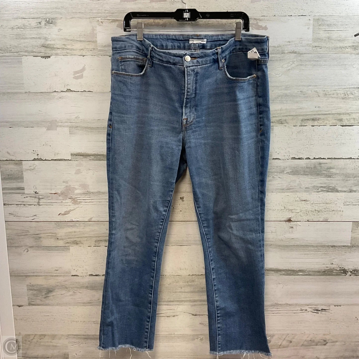 Jeans Straight By Good American In Blue Denim, Size: 14