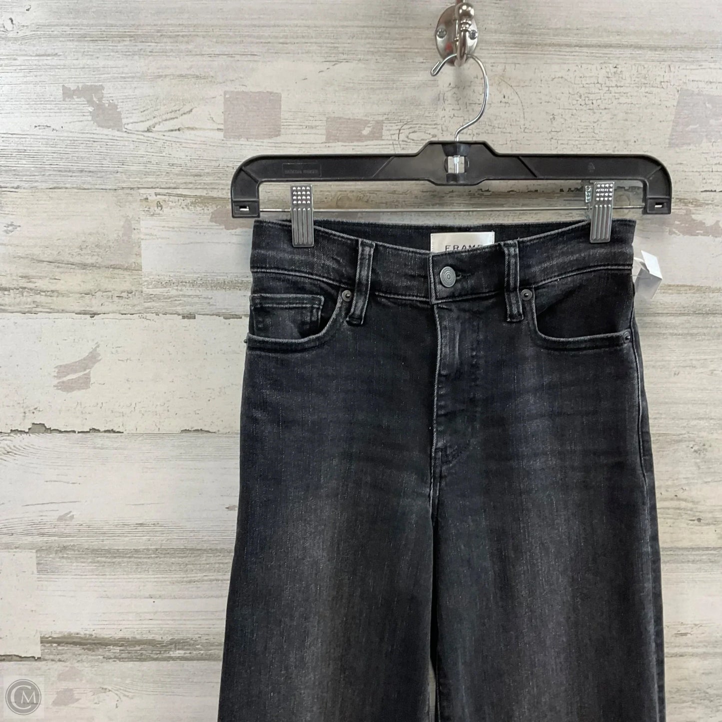 Jeans Wide Leg By Frame In Black Denim, Size: 00