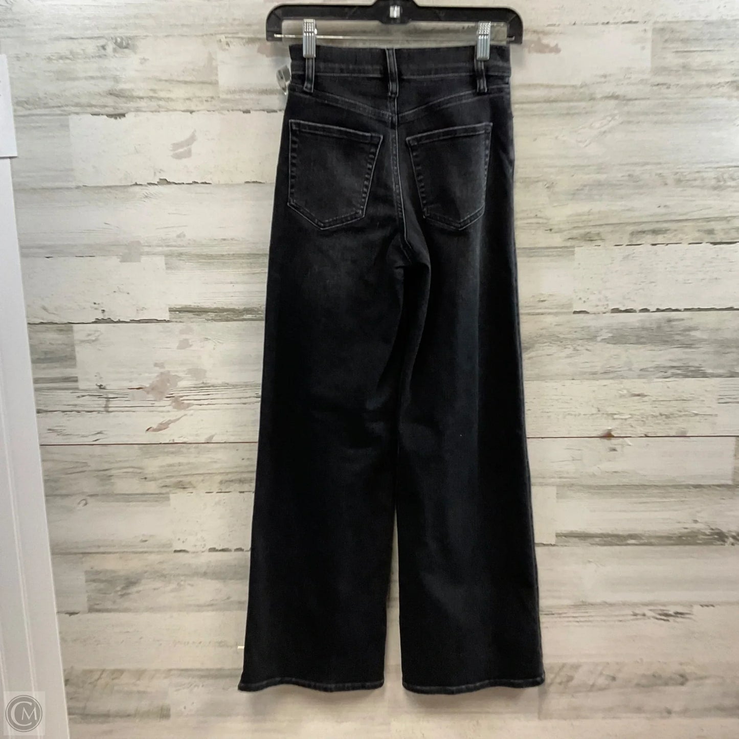 Jeans Wide Leg By Frame In Black Denim, Size: 00
