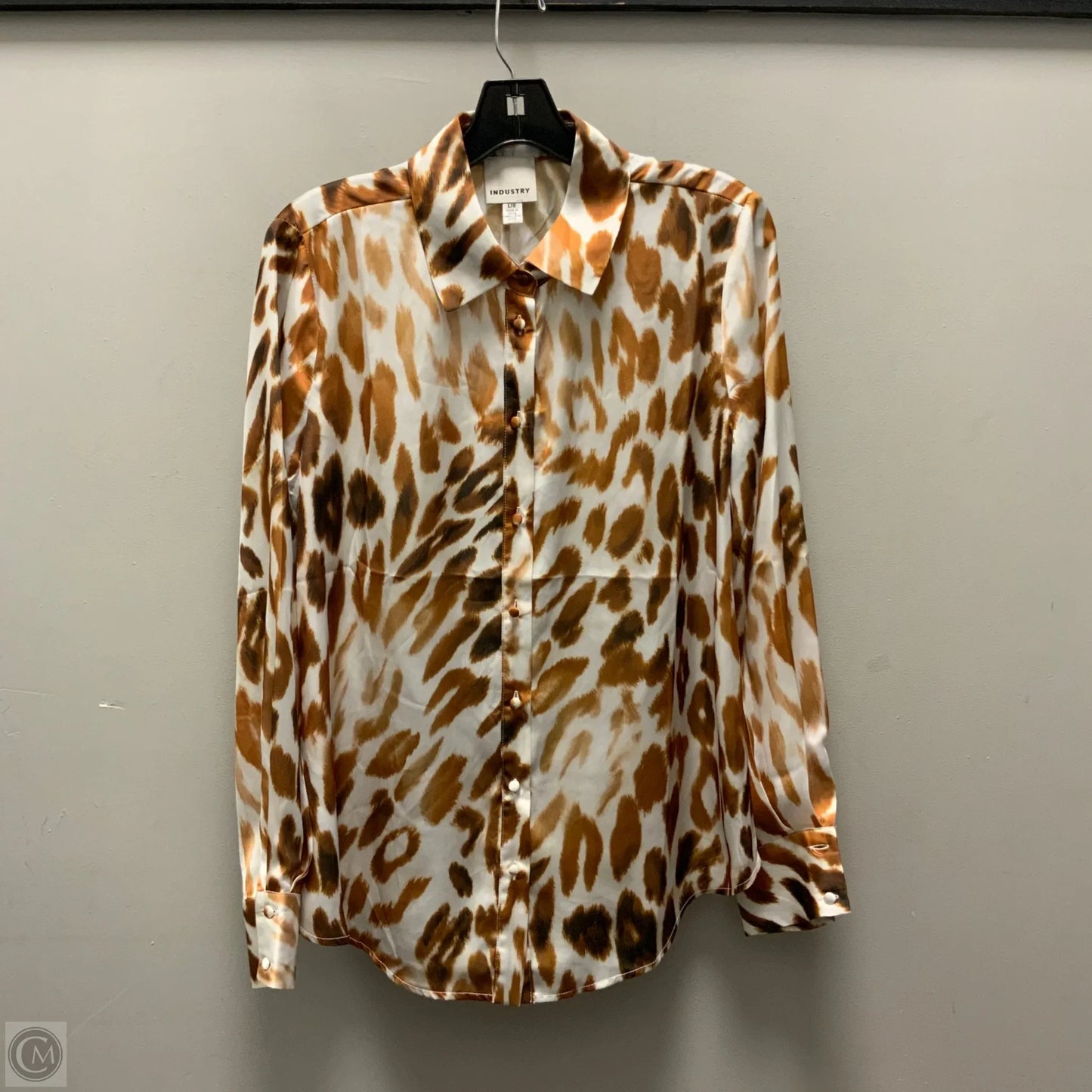 Blouse Long Sleeve By Industry In Brown, Size: L