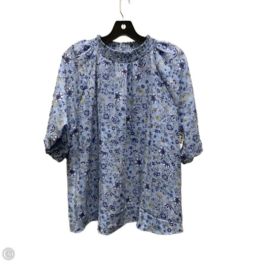 Blouse Short Sleeve By Loft In Blue, Size: Xl