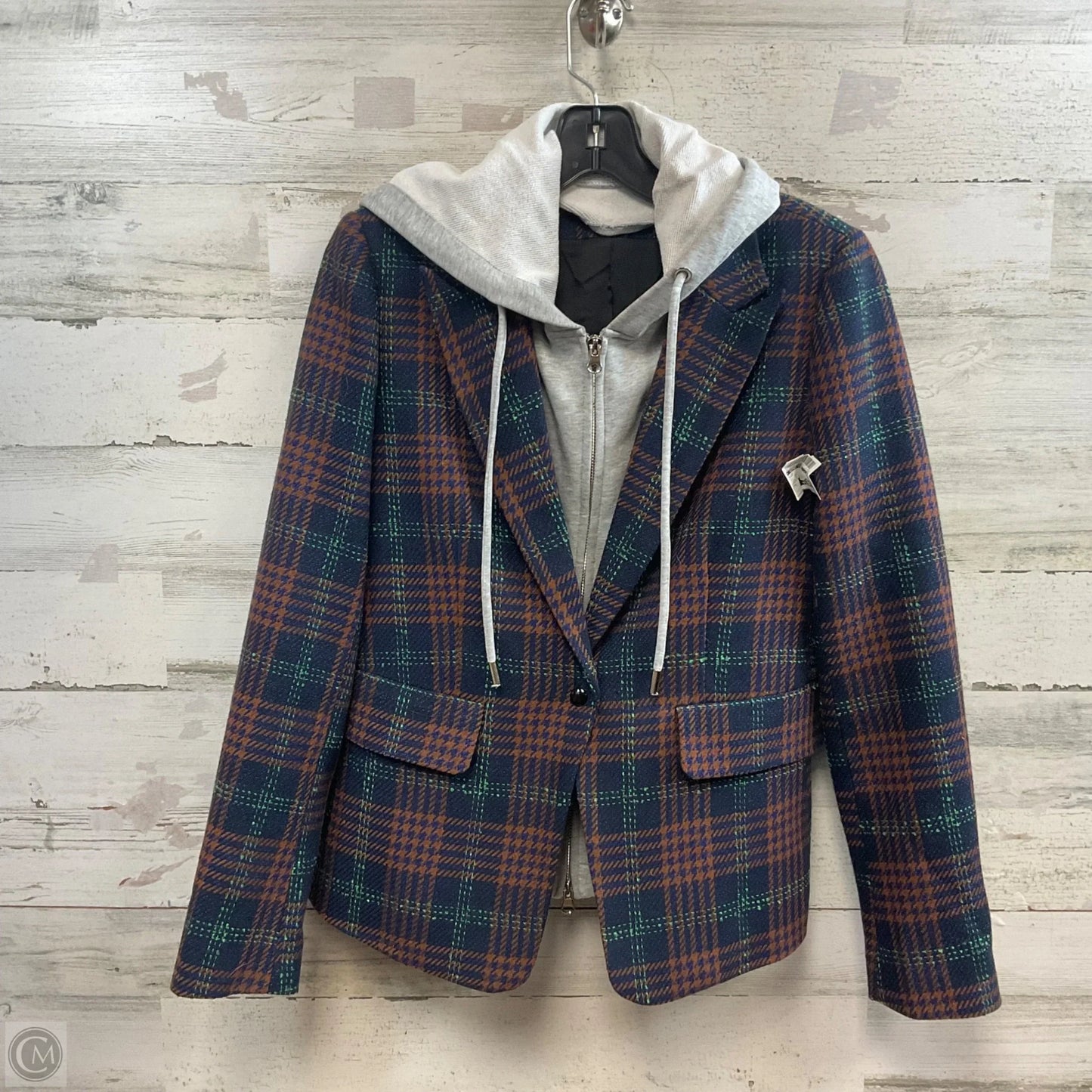 Blazer By CENTRAL PARK WEST In Blue & Brown, Size: S