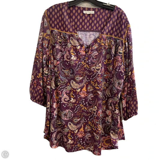 Top 3/4 Sleeve By FARMERS MARKET In Purple, Size: 3x