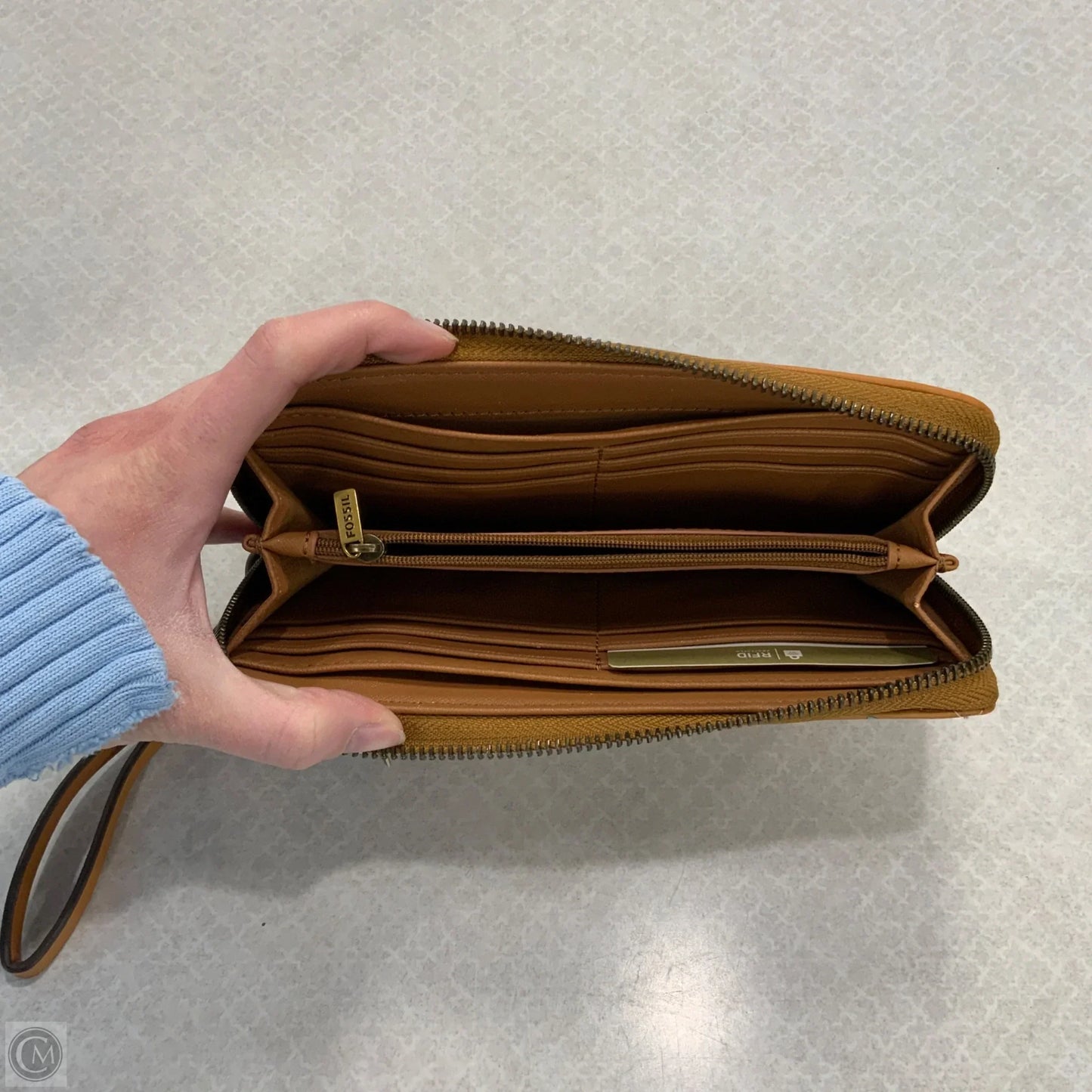 Wristlet Leather By Fossil, Size: Medium