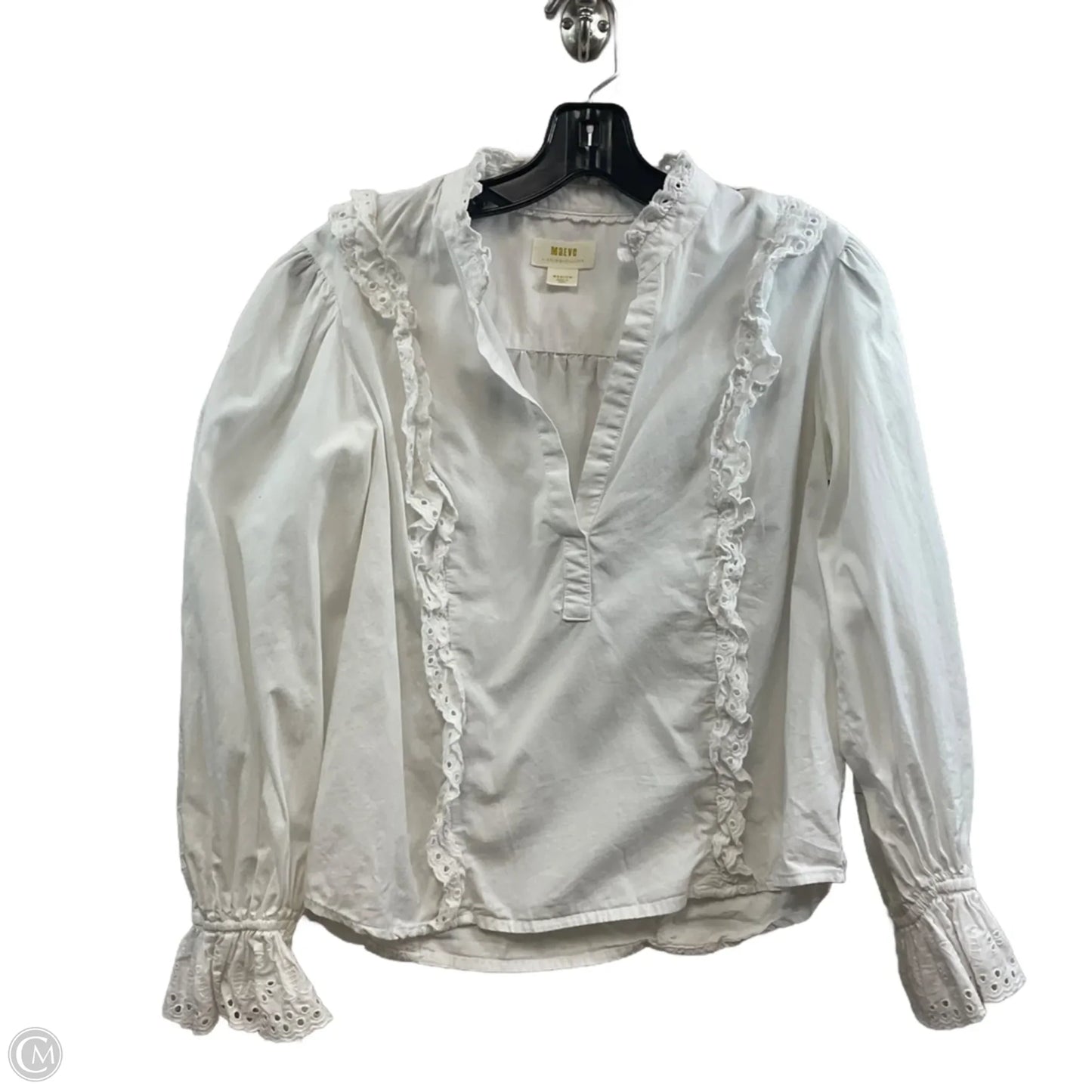 Blouse Long Sleeve By Maeve In White, Size: M