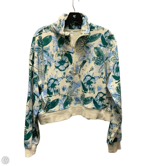 Athletic Top Long Sleeve Collar By Fabletics In Blue & Cream, Size: S