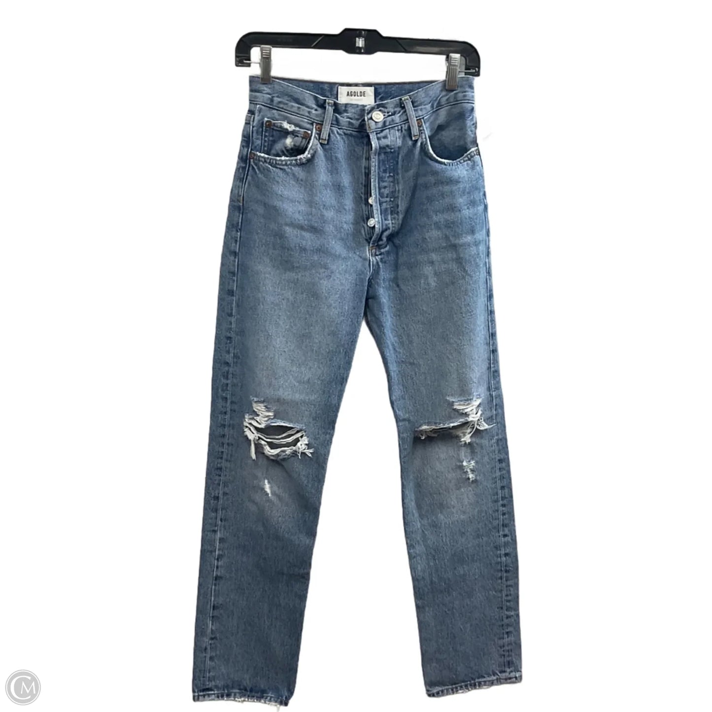 Jeans Straight By Agolde In Blue Denim, Size: 0