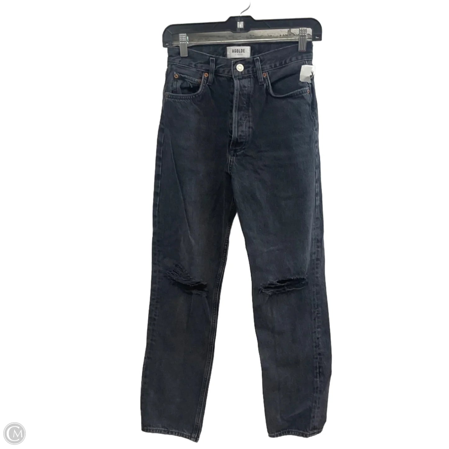 Jeans Straight By Agolde In Black Denim, Size: 0