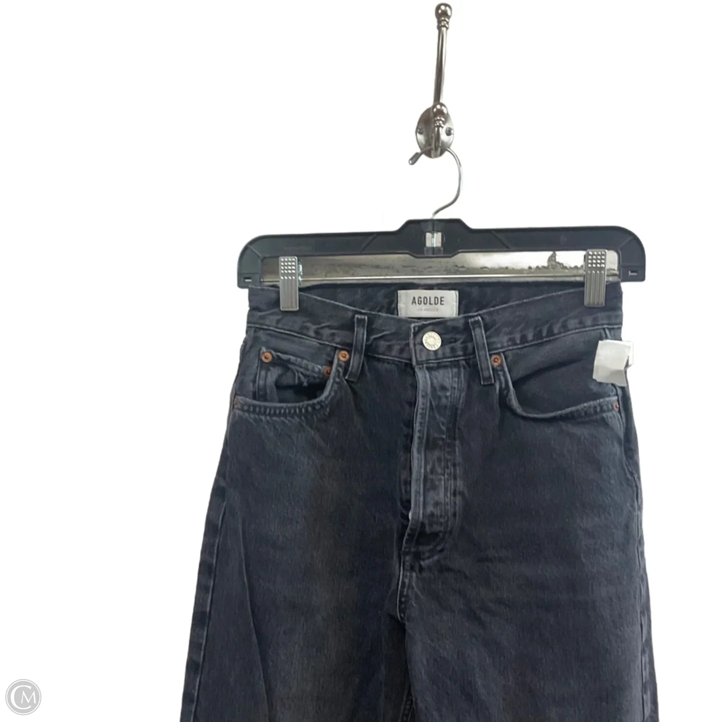 Jeans Straight By Agolde In Black Denim, Size: 0