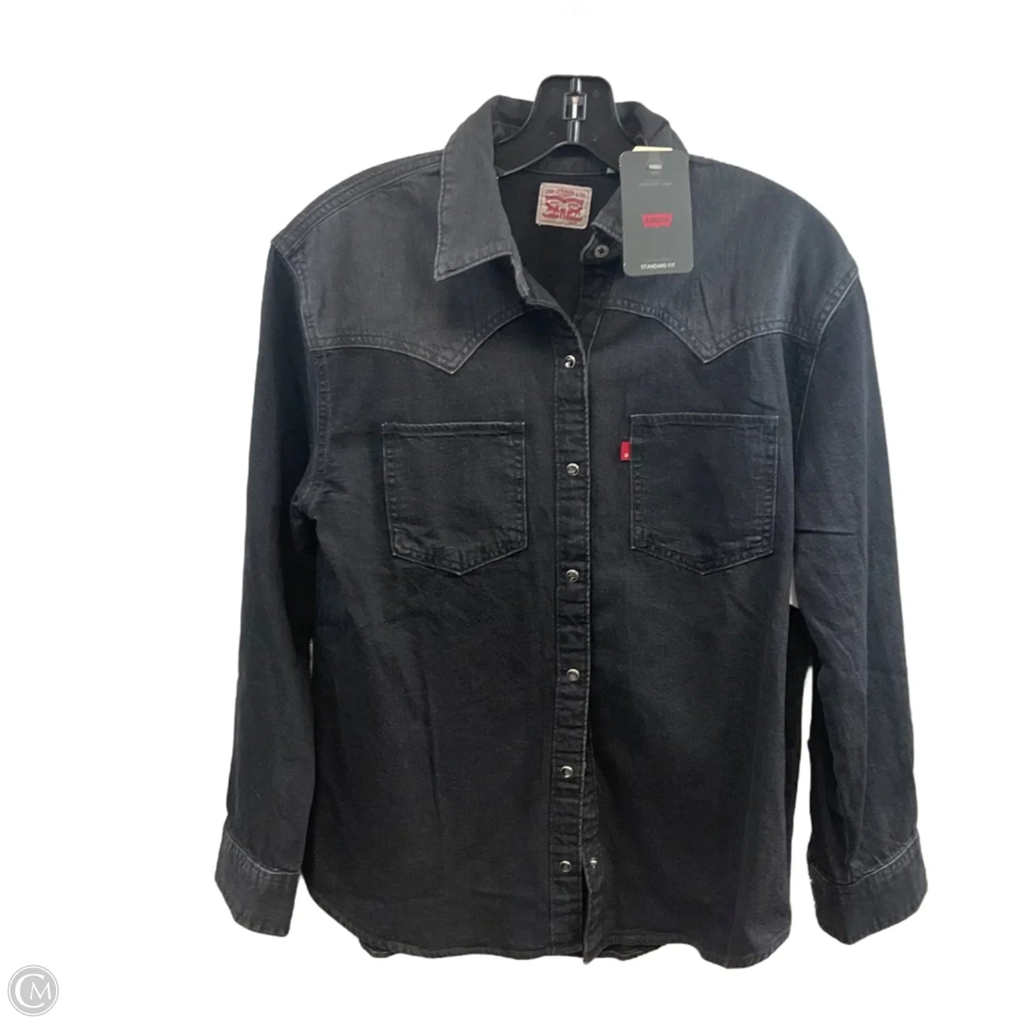 Top Long Sleeve By Levis In Black Denim, Size: S