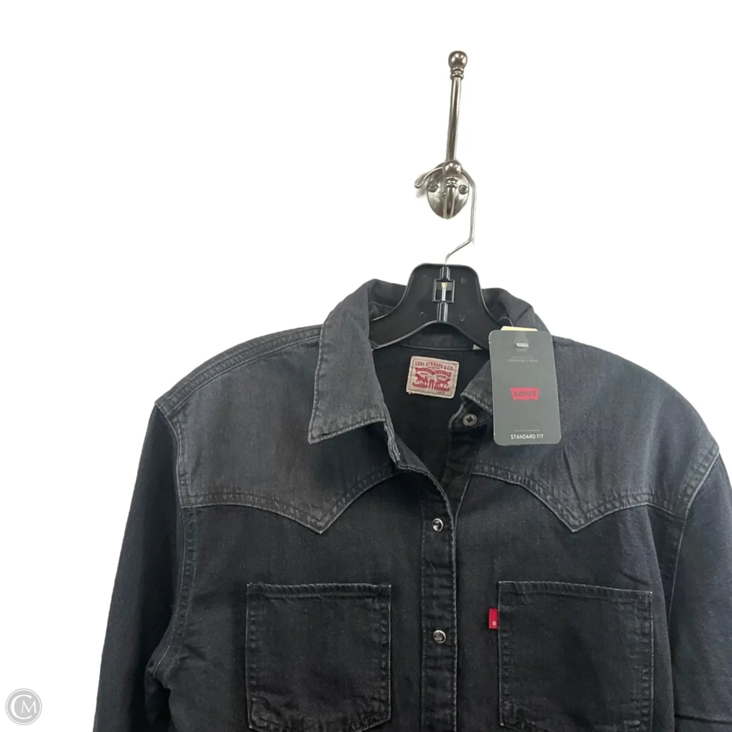 Top Long Sleeve By Levis In Black Denim, Size: S